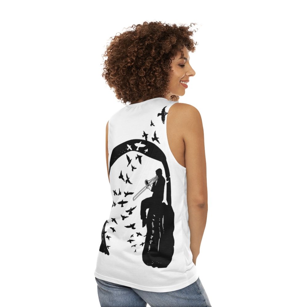 Headphone Trombone Unisex Tank Top - women back