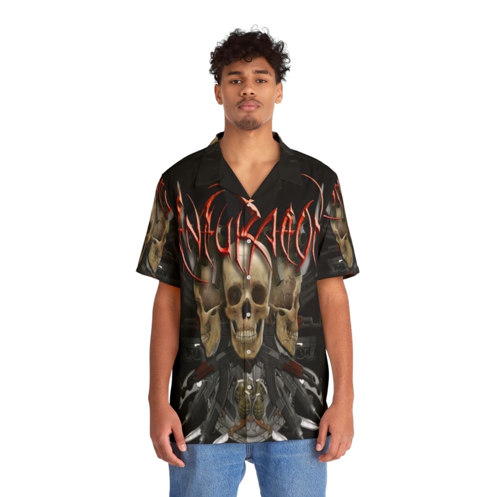 Enfuraeon Band Art Hawaiian Shirt with Heavy Metal Inspired Design - People Front