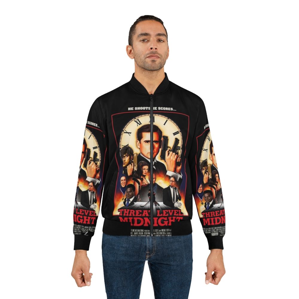 Threat Level Midnight bomber jacket with The Office character designs - Lifestyle