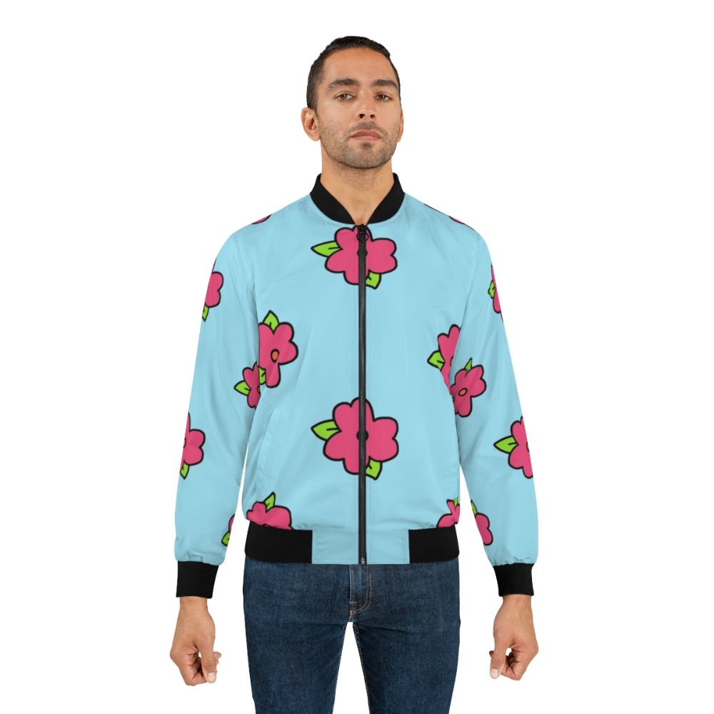 A comfortable and stylish bomber jacket featuring a muumuu-inspired design, perfect for the home office or casual wear. - Lifestyle