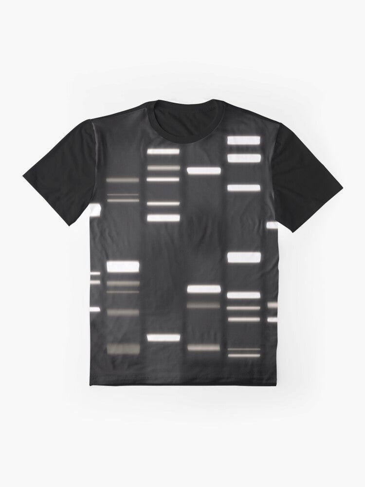 DNA Art Graphic T-Shirt featuring a stylized double helix design - Flat lay