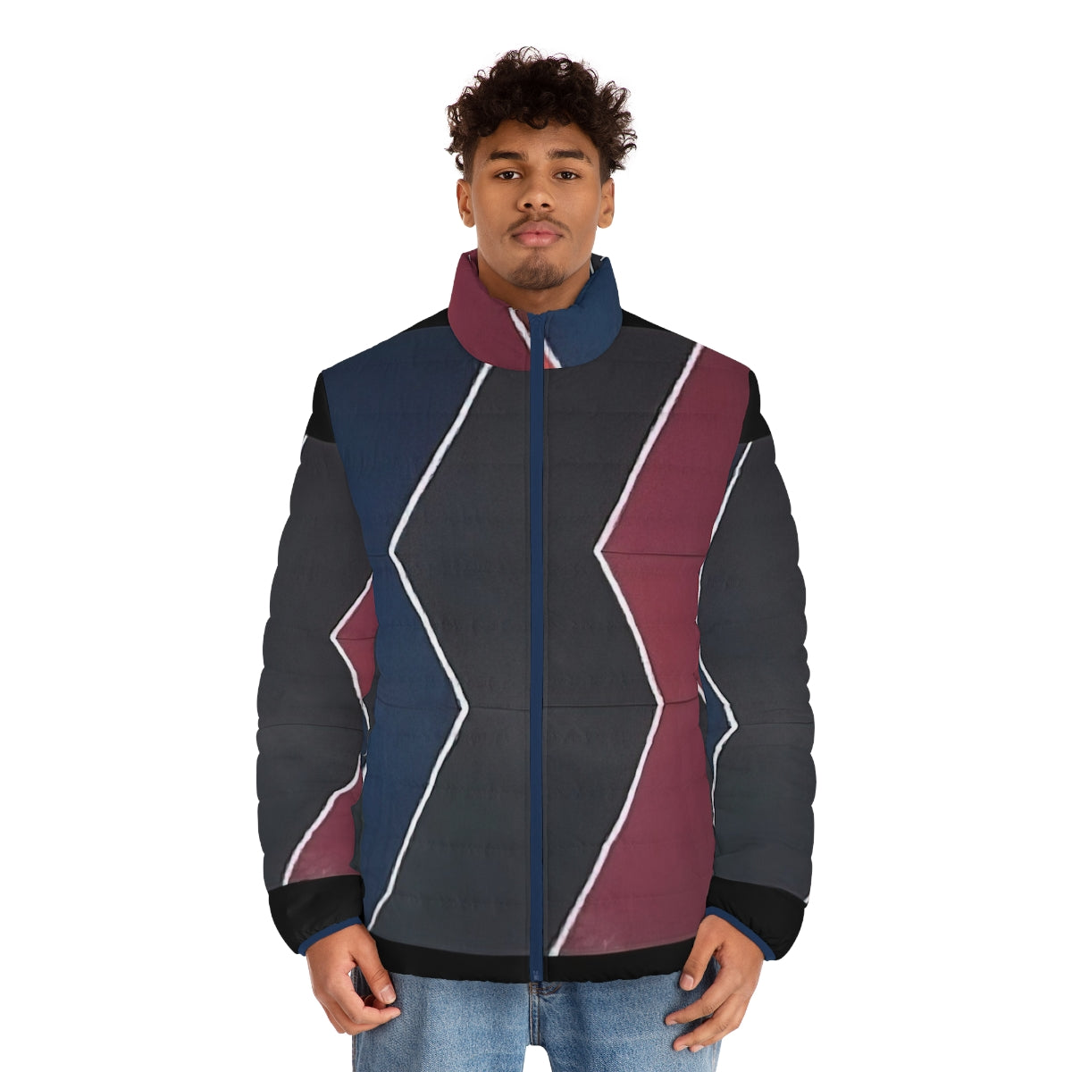 Thomas Downing Cut Series Puffer Jacket featuring vibrant color field art - men front