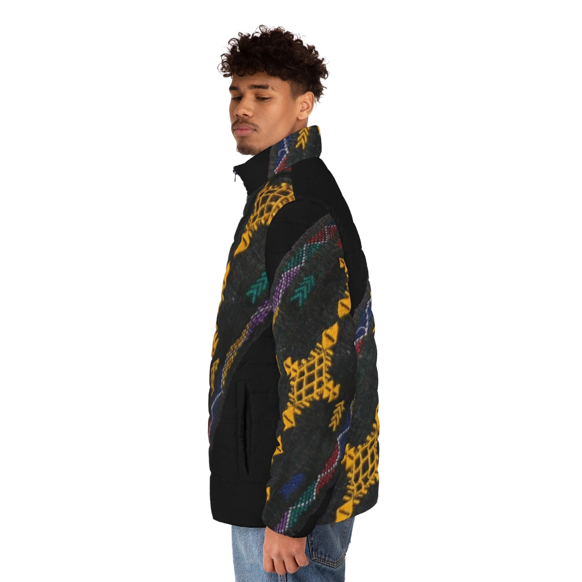 Habesha Puffer Jacket in Vibrant Ethiopian Cultural Design - men side left