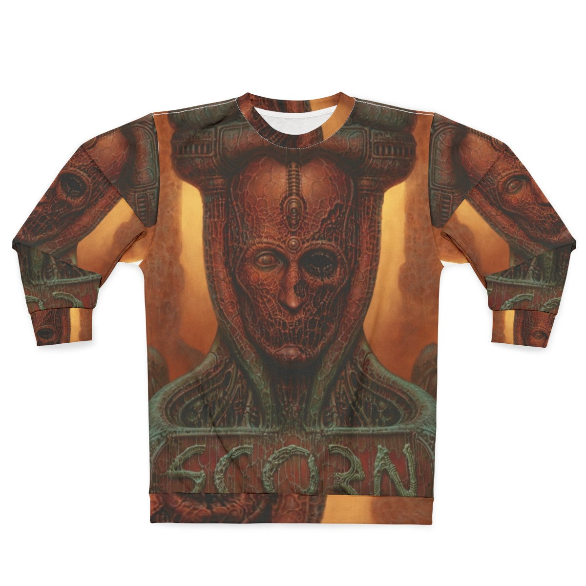 Scorn Game Sweatshirt featuring horror-inspired creature design