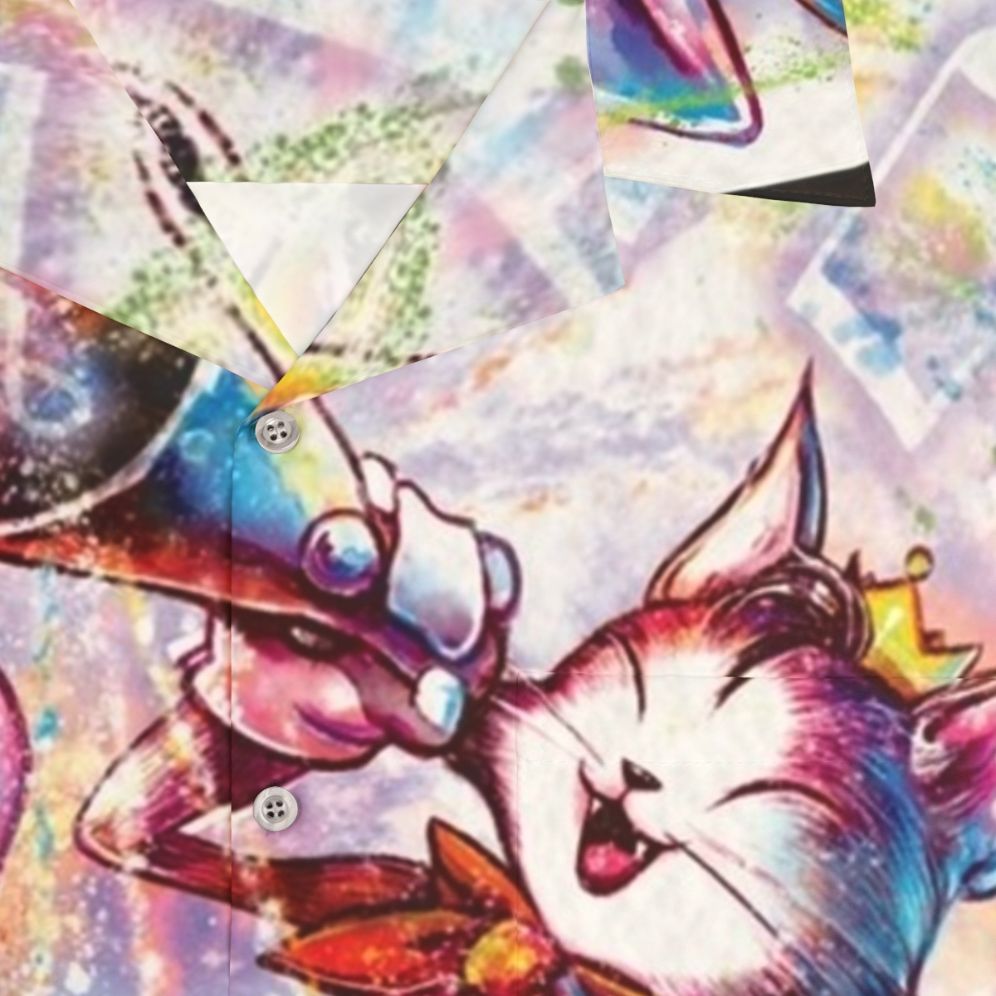 Cait Sith Watercolor Hawaiian Shirt - Detail