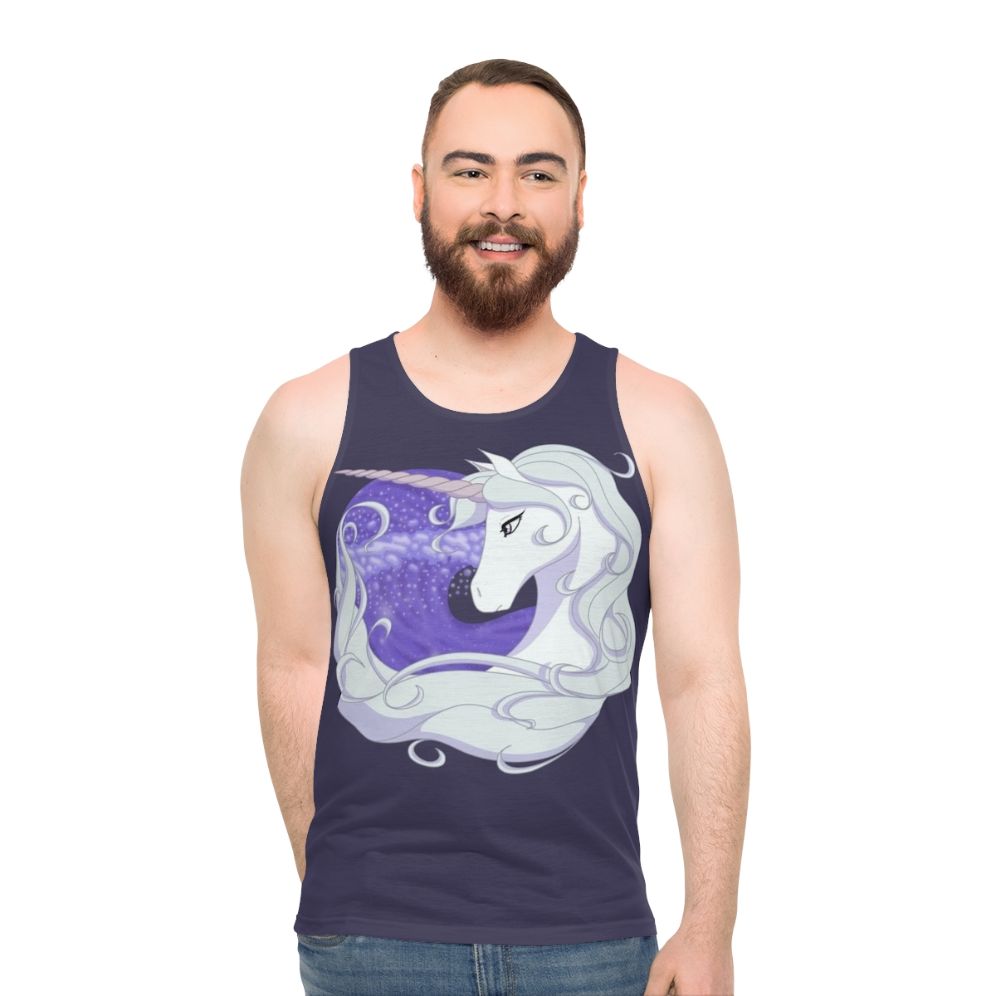 The Last Unicorn Unisex Tank Top with Unicorn and Sea Waves - men