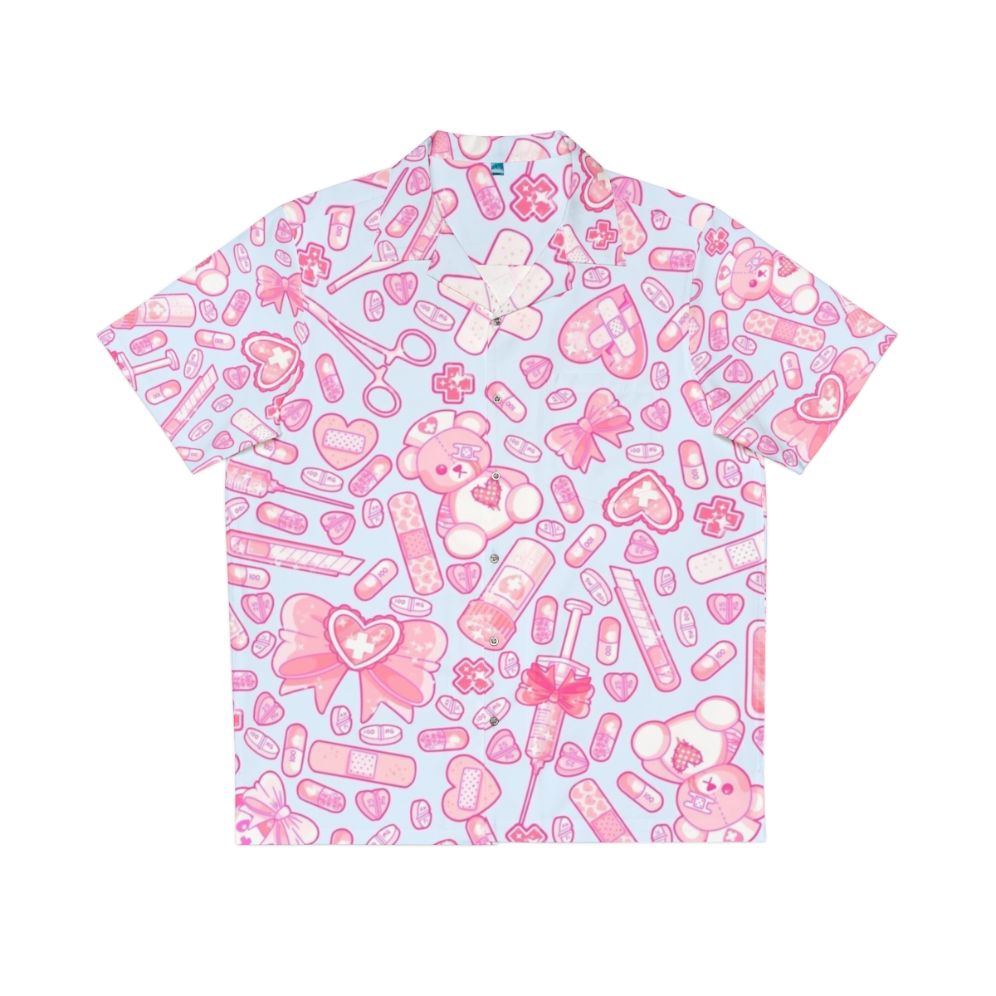 Sickly Sweet Pastel Goth Hawaiian Shirt with Medical Horror and Yume Kawaii Vibe