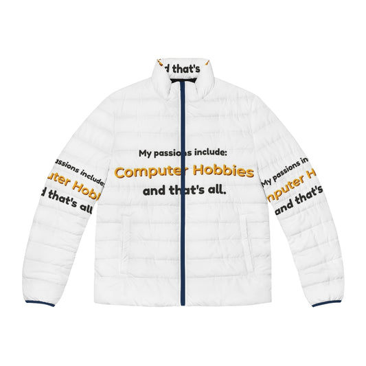 Computer hobbies puffer jacket with graphic design