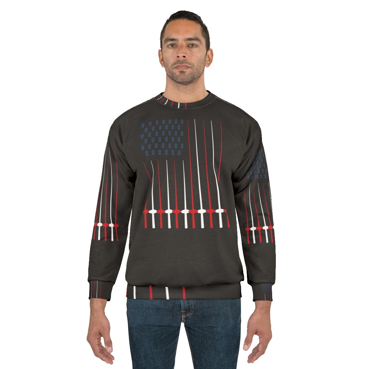 Patriotic fencing USA flag sweatshirt - men