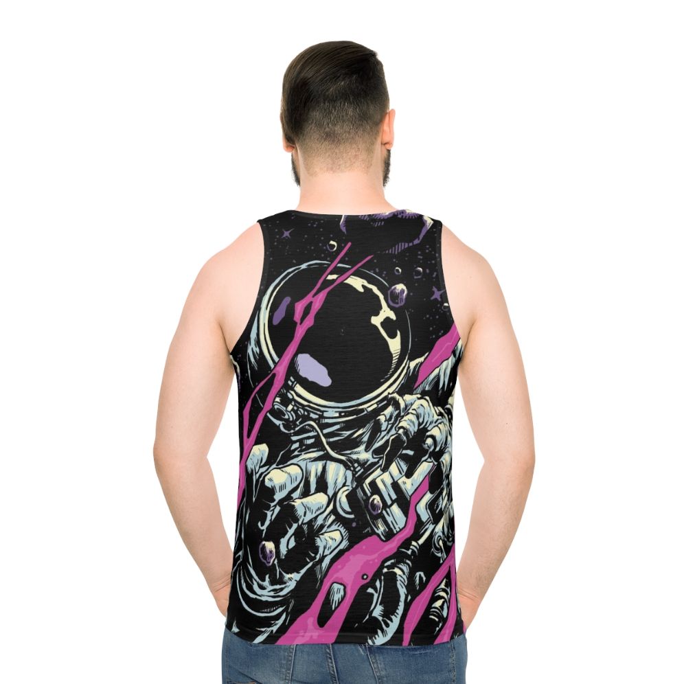 Unisex tank top with galaxy and space-themed design - men back