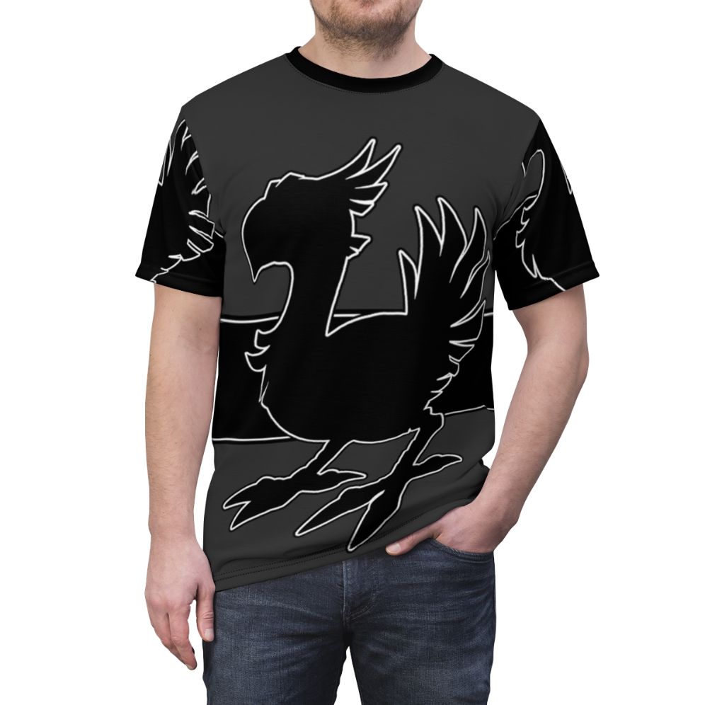 Magical black fantasy bird design for a t-shirt - men front