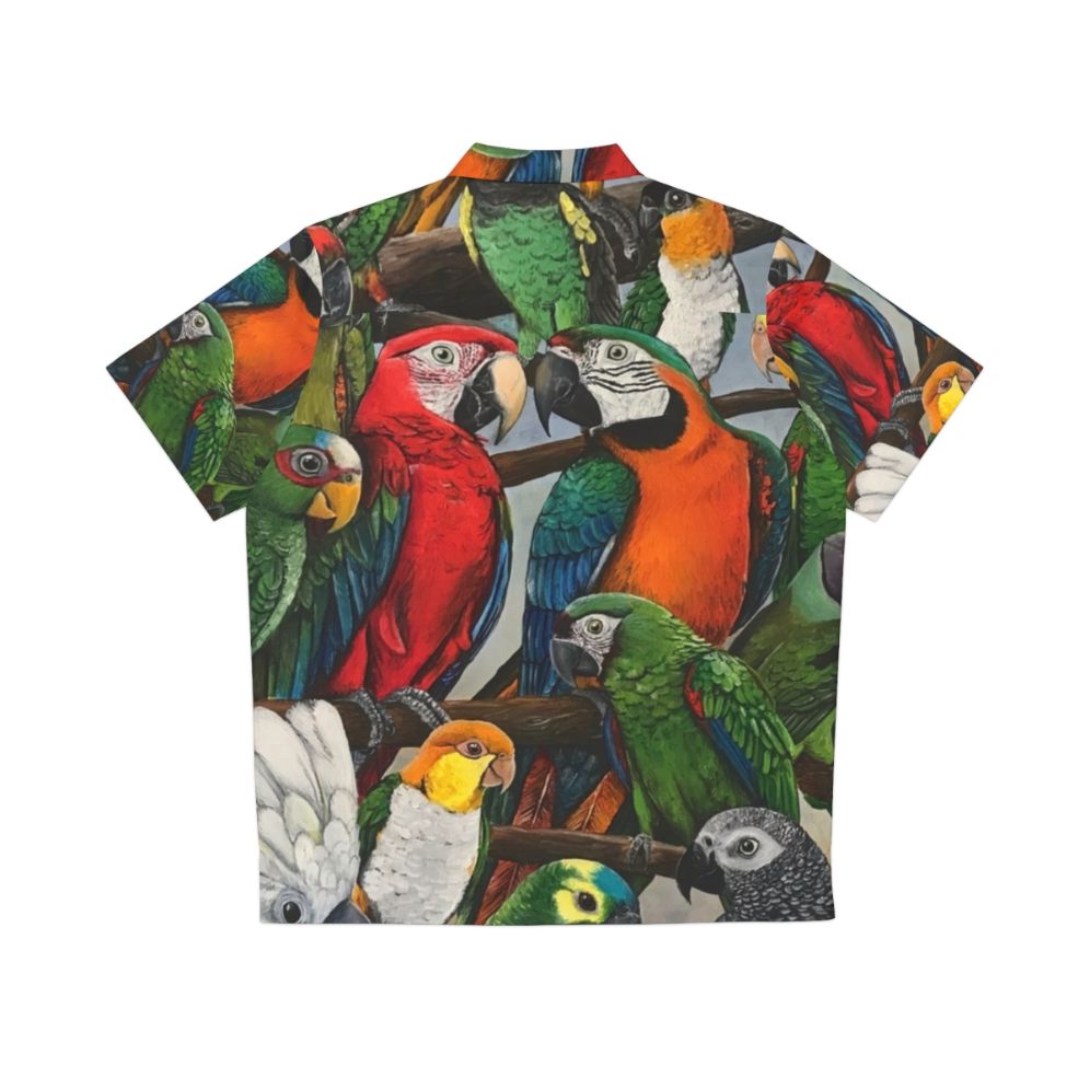 Vibrant tropical bird Hawaiian shirt with colorful parrot and nature motifs - Back