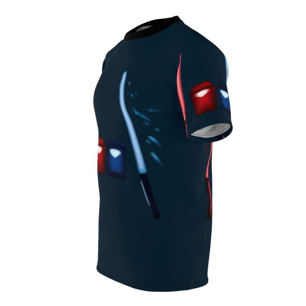 Artsy Beat Saber-inspired virtual reality gaming t-shirt - men left