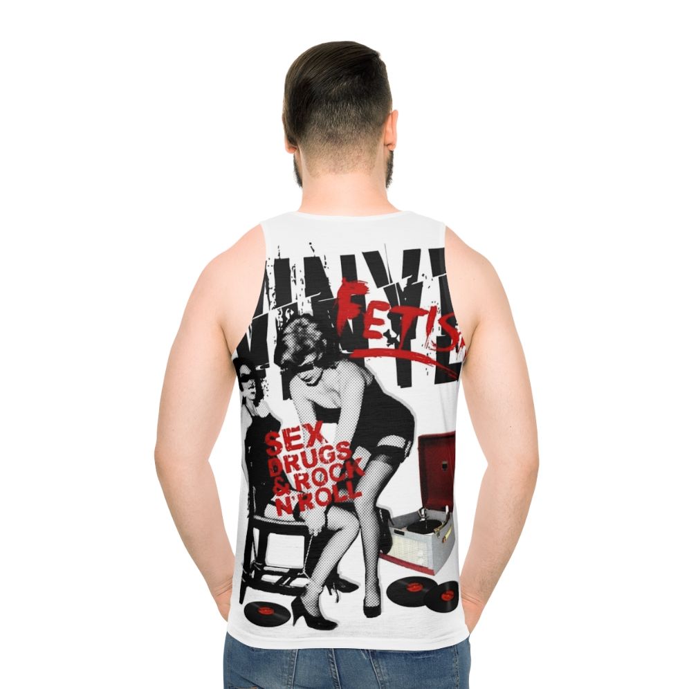 Retro unisex tank top with vinyl fetish graphic - men back