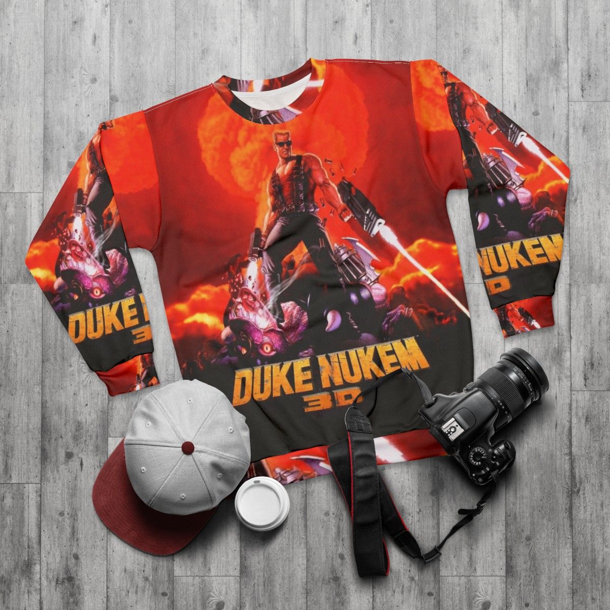 Duke Nukem 3D Retro Gaming Sweatshirt - flat lay