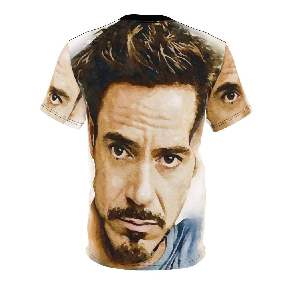 Tribute t-shirt design featuring Robert Downey Jr, the acclaimed actor known for his iconic movie roles. - Back