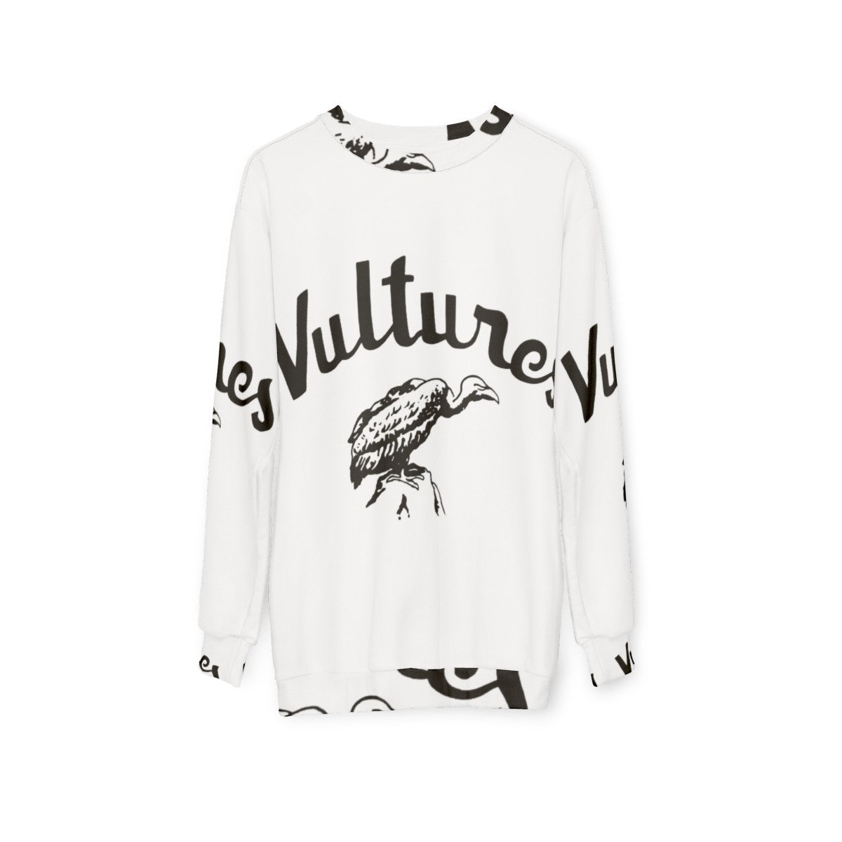 Blondie's Vultures graphic printed on a grey sweatshirt - hanging