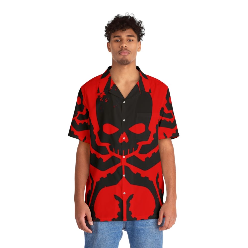 Hydra Badge Black Marvel Hawaiian Shirt - People Front