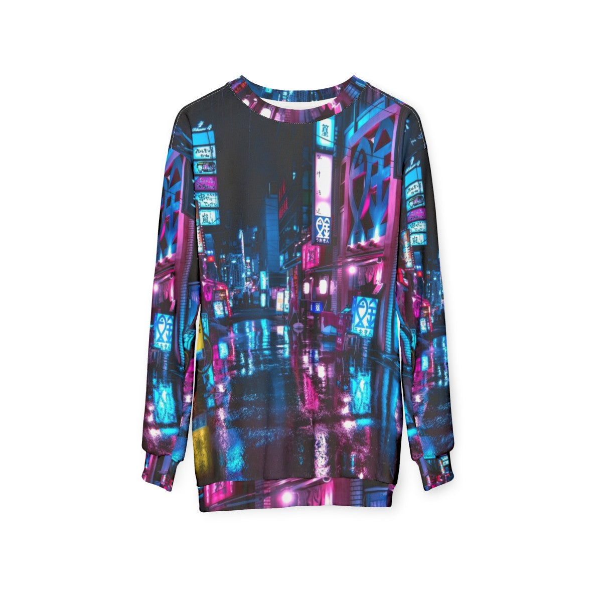 Tokyo Shimbashi Cyberpunk Neon Sweatshirt - hanging