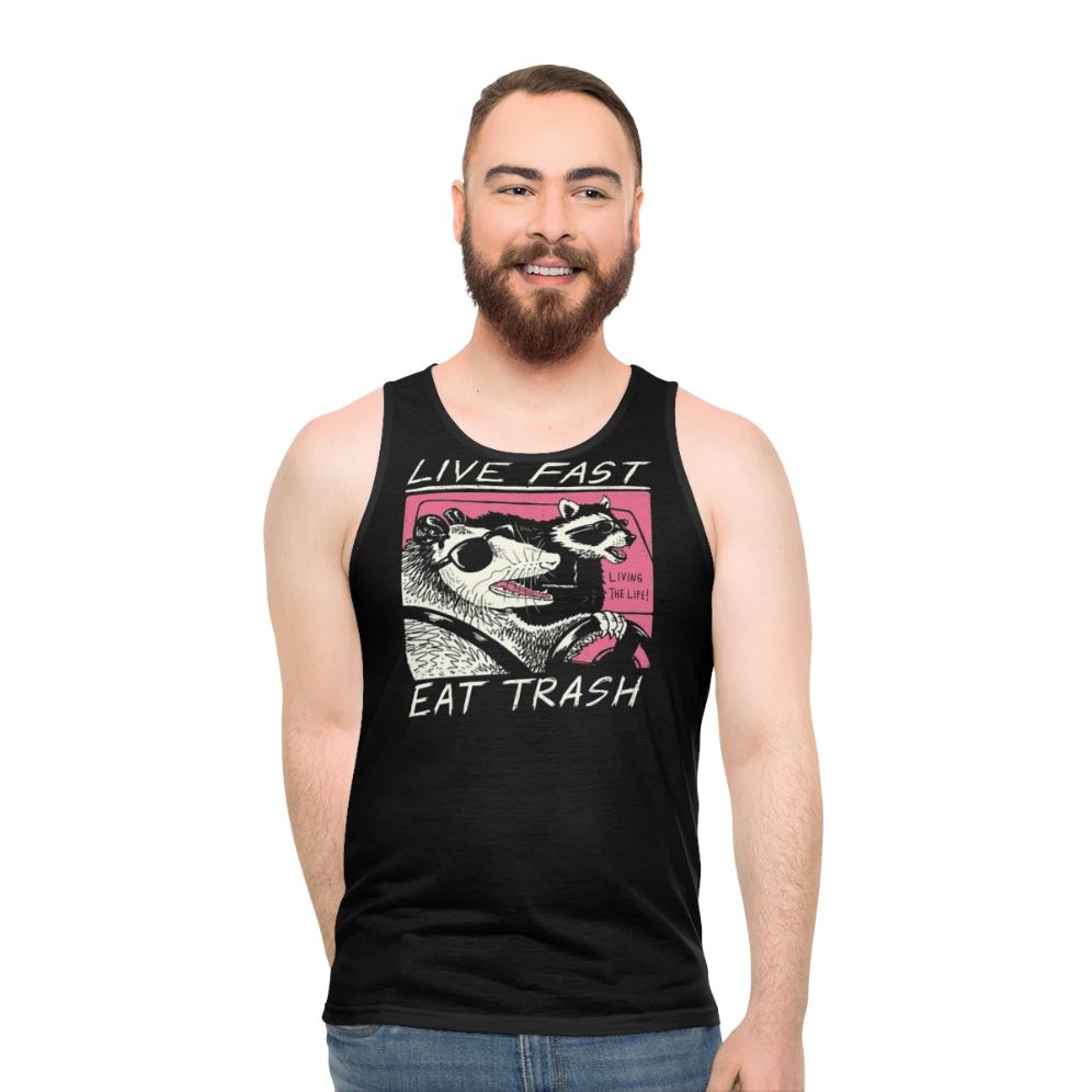 Live Fast Eat Trash Unisex Retro Tank Top - men