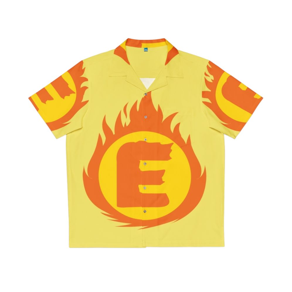 Superhero Letter E Fire Insignia Hawaiian Shirt