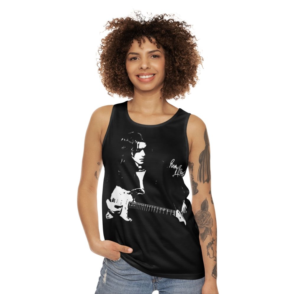 Rory Gallagher left-handed guitarist unisex tank top - women