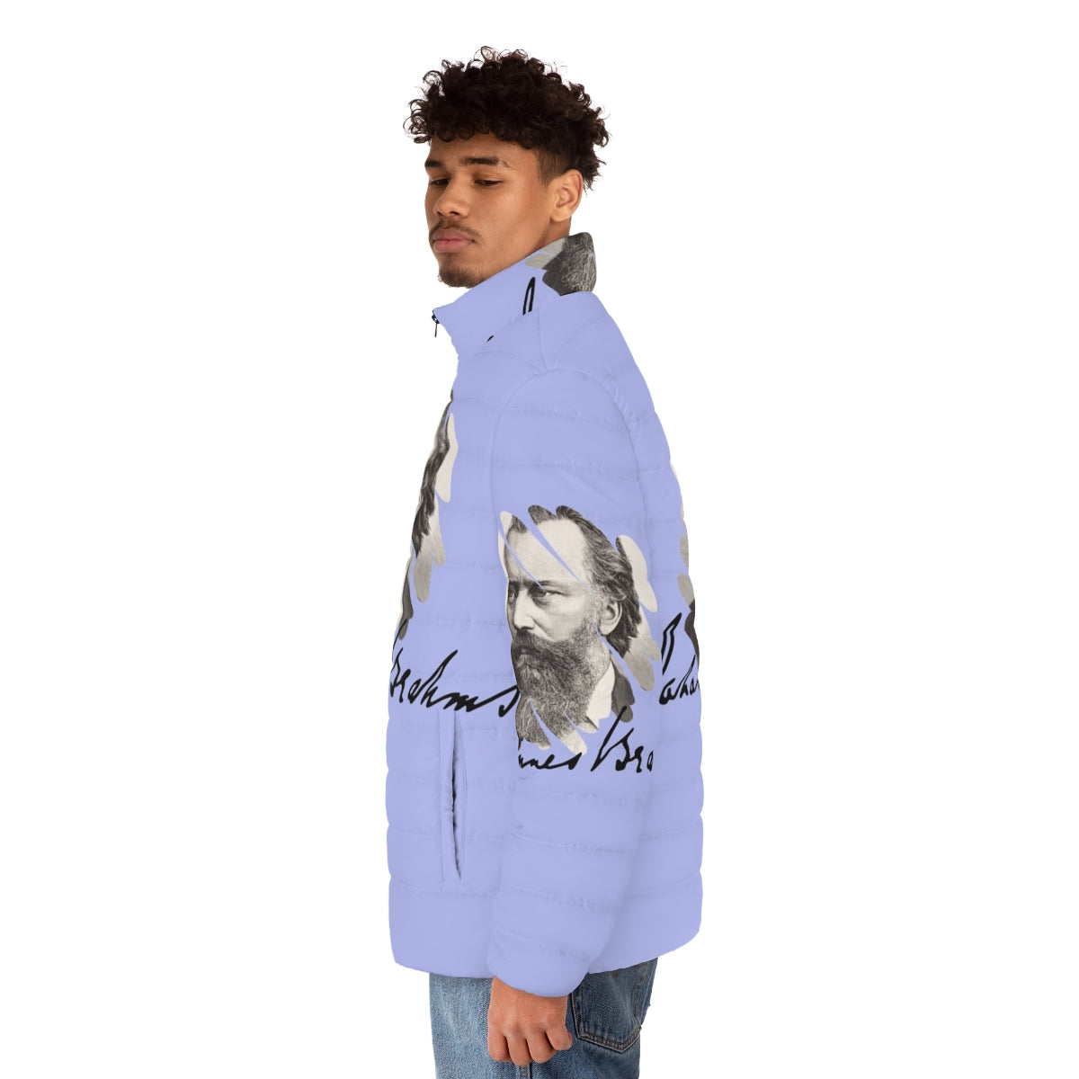 Johannes Brahms Puffer Jacket for Music Lovers and Classical Music Fans - men side left