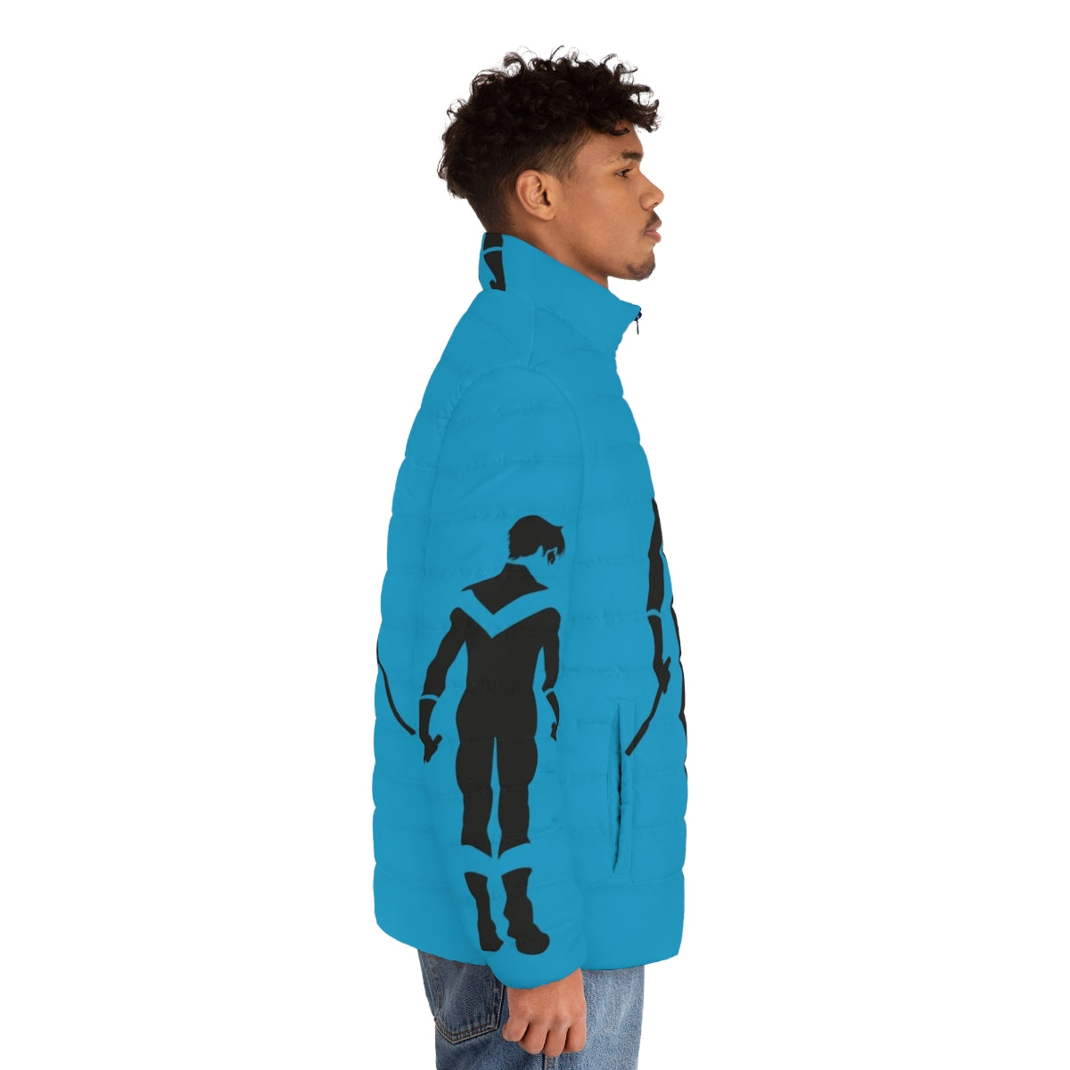 Nightwing Minimalist Puffer Jacket - DC Comics Inspired Superhero Apparel - men side right