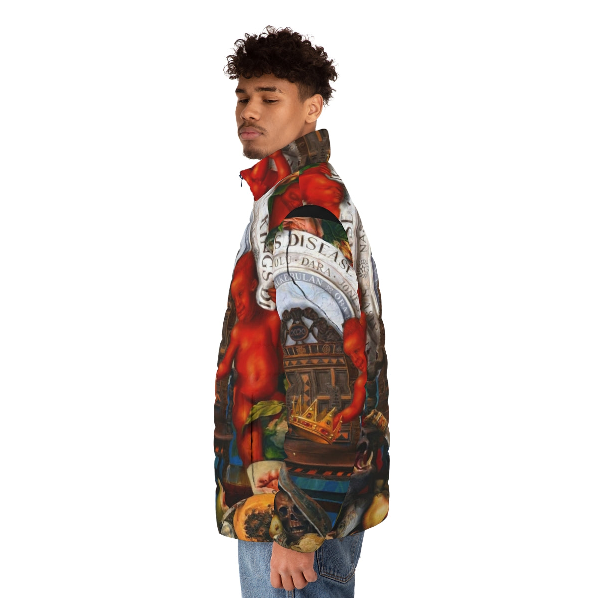 Kings Disease Nas Puffer Jacket featuring the iconic Nas logo and album artwork - men side left