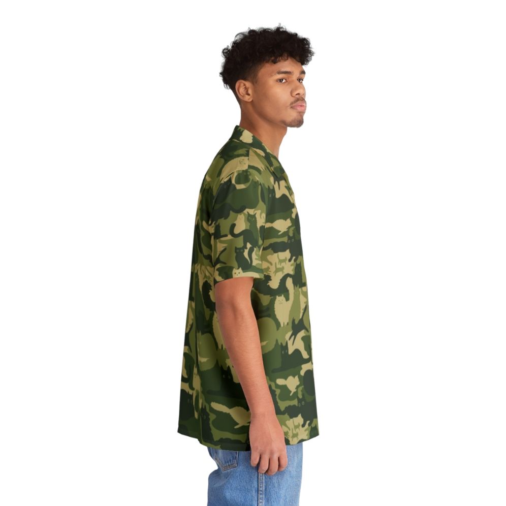 Camouflage pattern Hawaiian shirt with green cat camo design - People Pight