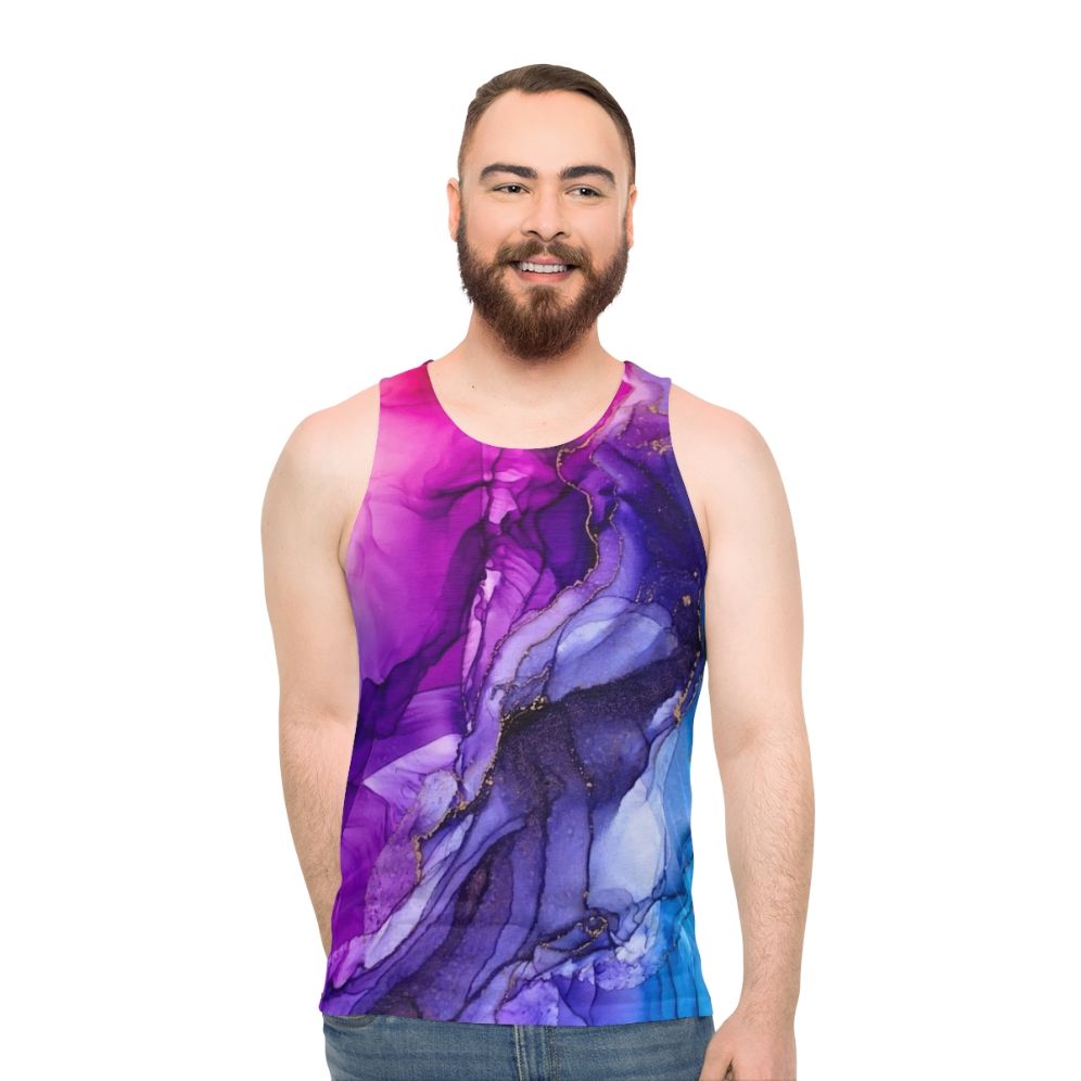 Vibrant rainbow ombre abstract unisex tank top - men