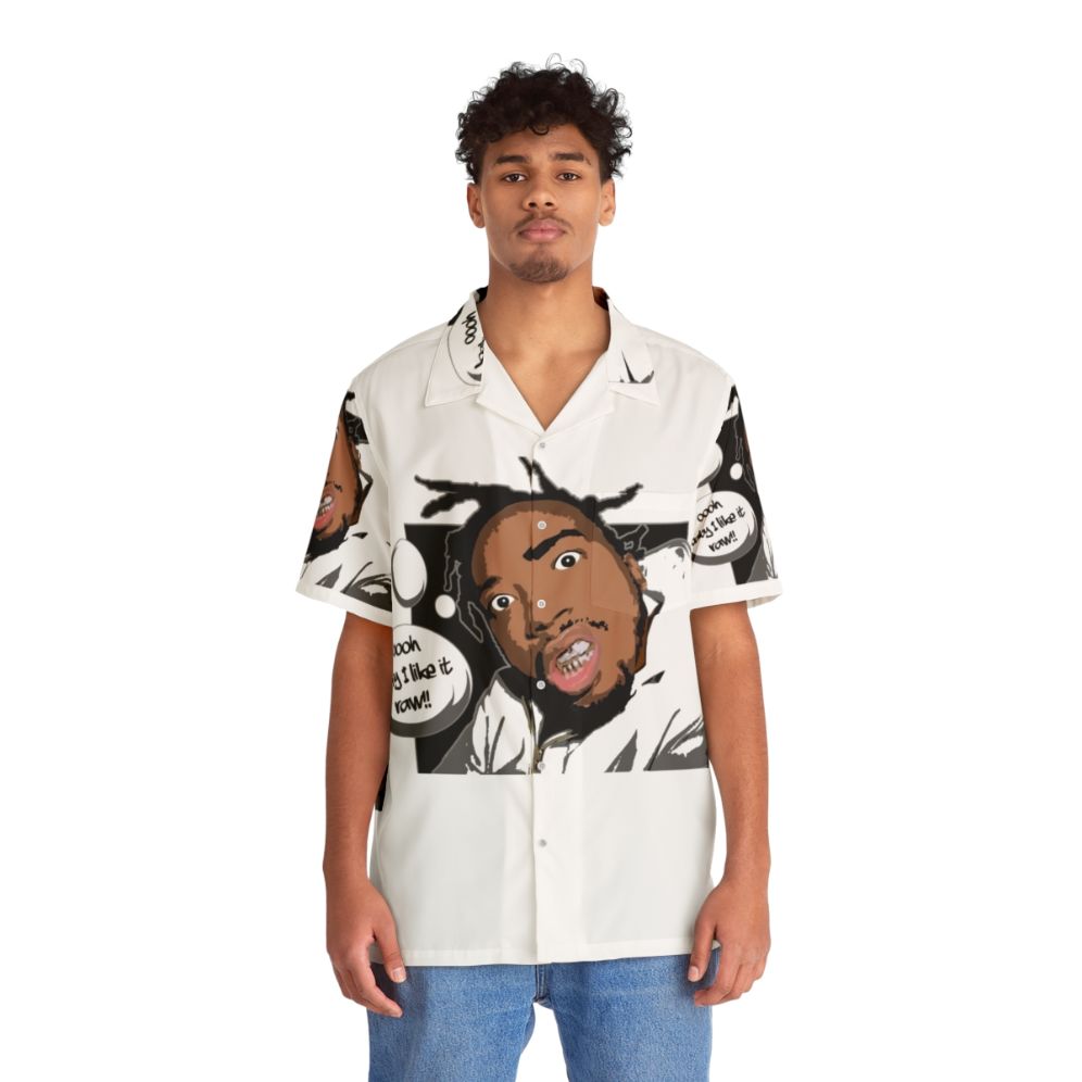 Ol' Dirty Bastard inspired Hawaiian-style shirt with Wu-Tang Clan graphics - People Front