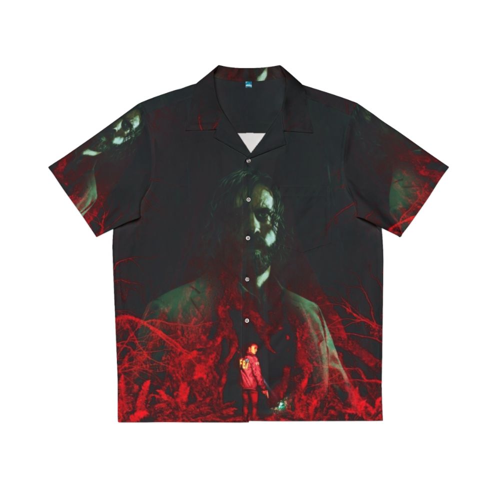 Alan Wake 2 inspired Hawaiian-style shirt with tropical artwork