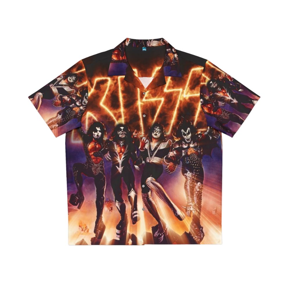 Kiss The Band Destroyer Fire Logo Hawaiian Shirt