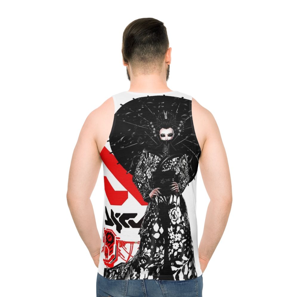 Cyberpunk futuristic unisex tank top - men back