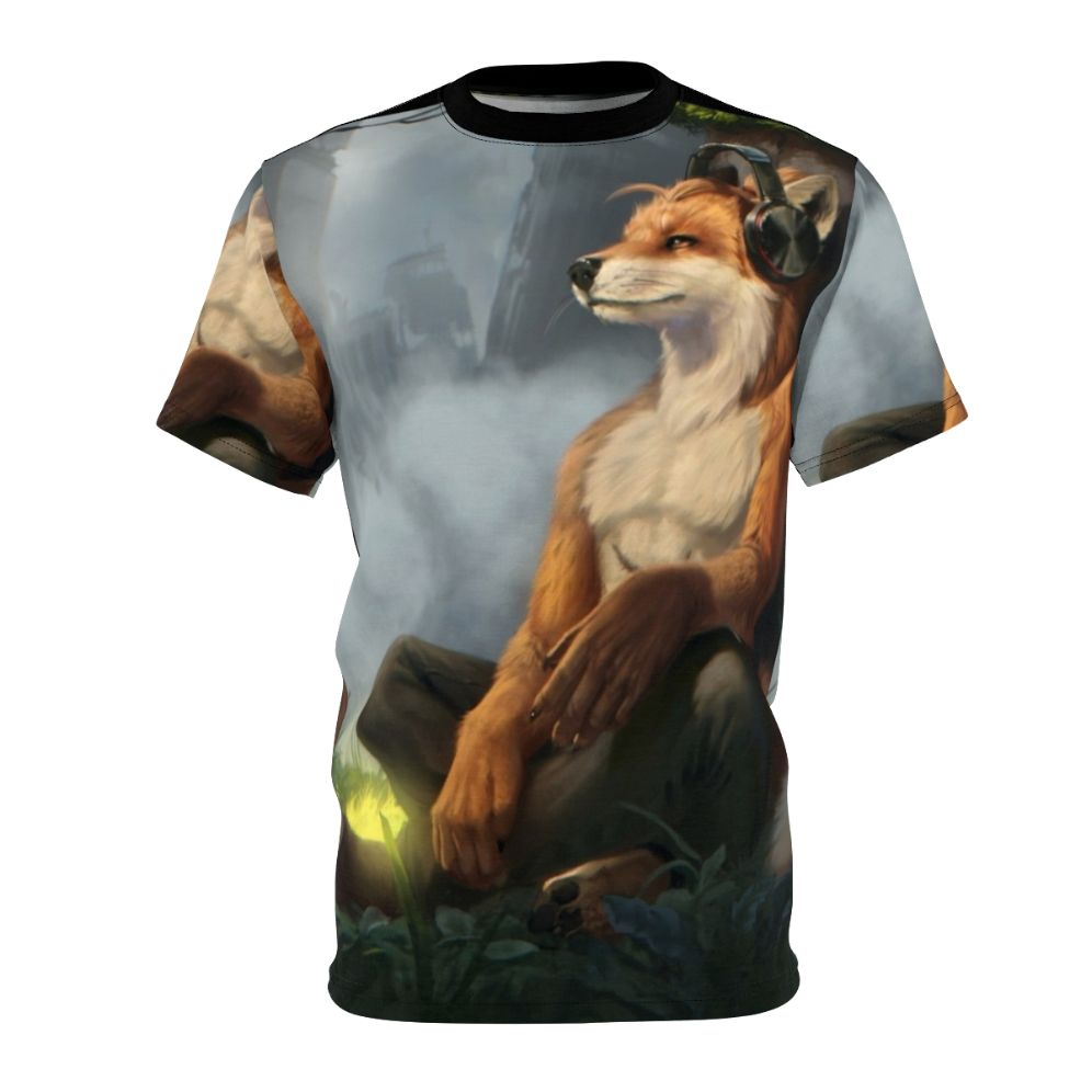 Vibrant anthropomorphic digital art t-shirt featuring a colorful fantasy animal design