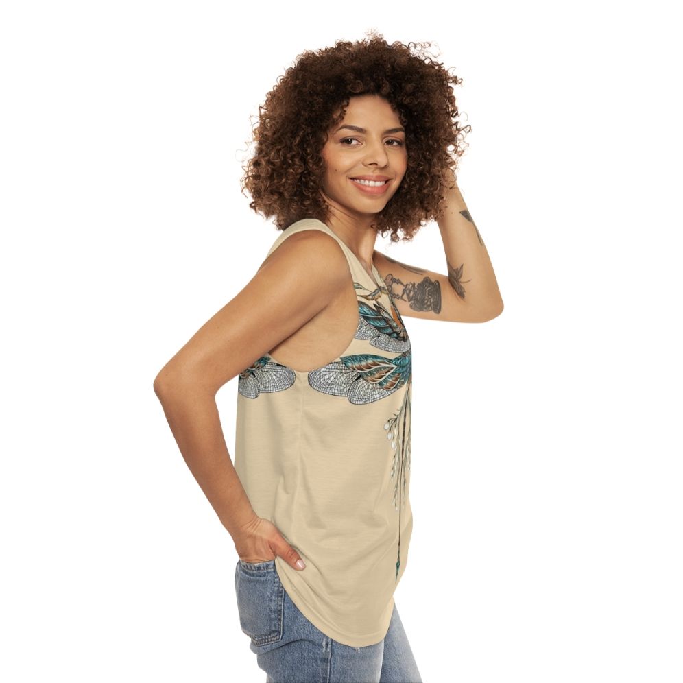 Dragonfly tattoo unisex tank top - women side