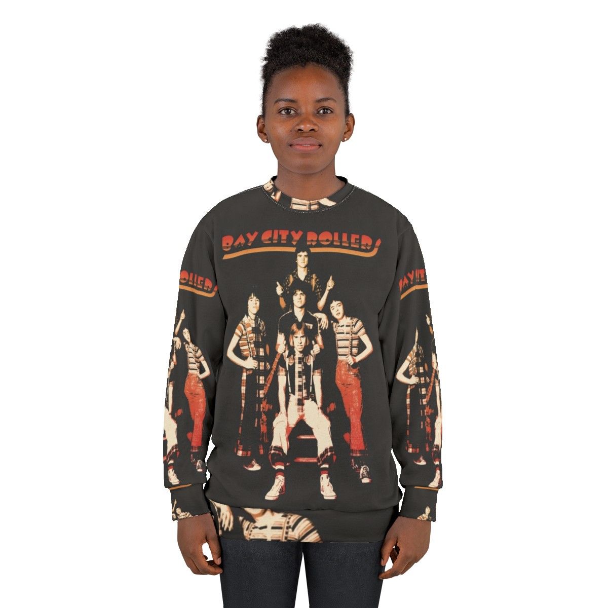 Retro Bay City Rollers sweatshirt featuring 80s glam rock band - women