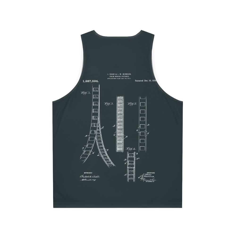 Film editor film strip patent prints 1918 unisex tank top - Back