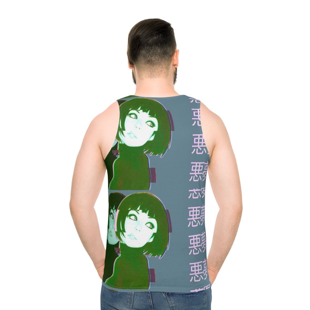 Vaporwave-inspired tank top with anime girl graphics - men back