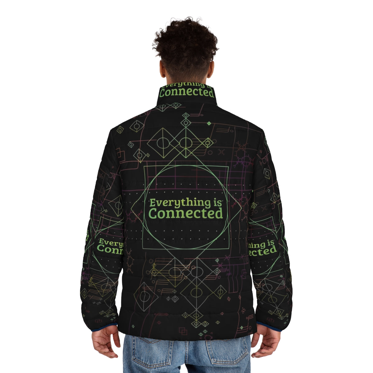 Dirk Gently Everything Is Connected Puffer Jacket - men back