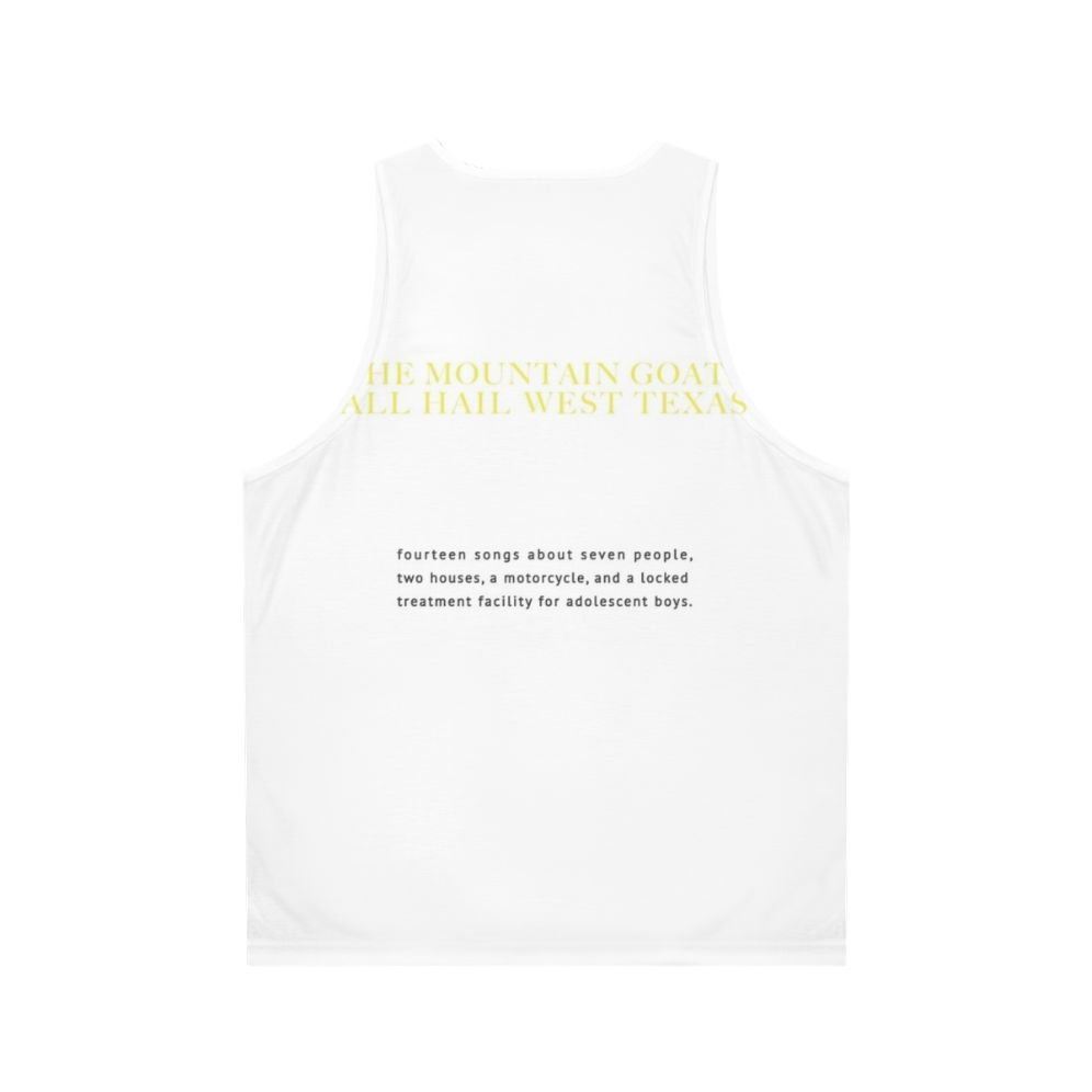 The Mountain Goats "All Hail West Texas" Unisex Tank Top - Back