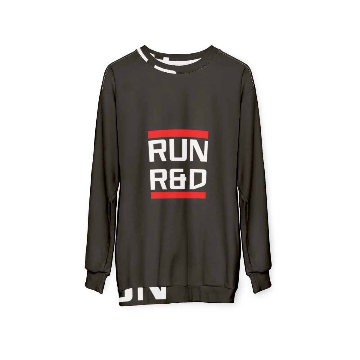 Cyberpunk Run R D Sweatshirt with Netrunner Gaming Theme - hanging