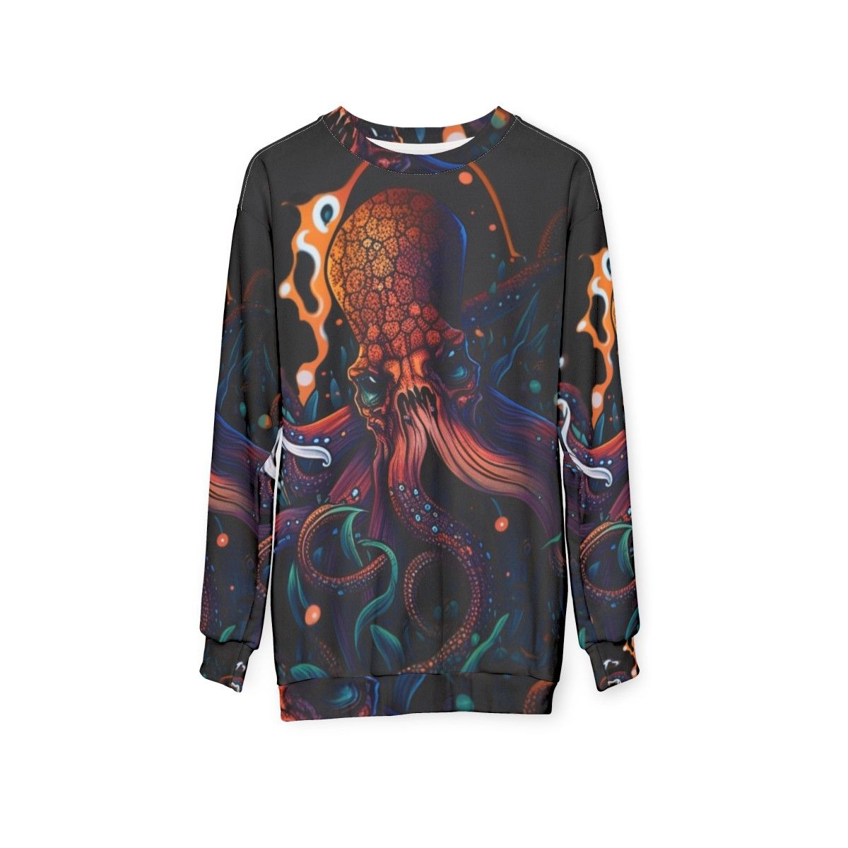 Mythical sea creatures sweatshirt featuring fantastical beasts - hanging