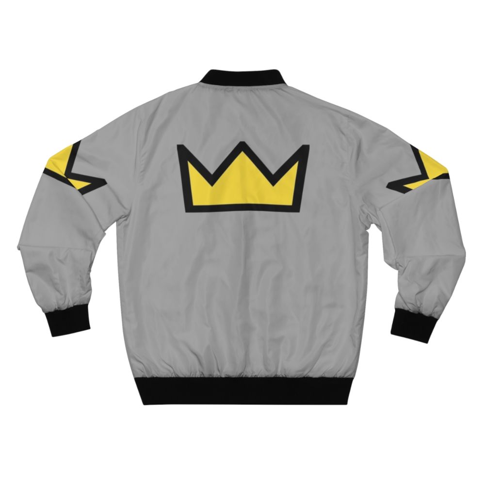 Bughead Betty Cooper Crown Bomber Jacket featuring a graphic design with a crown and the Riverdale TV series theme. - Back