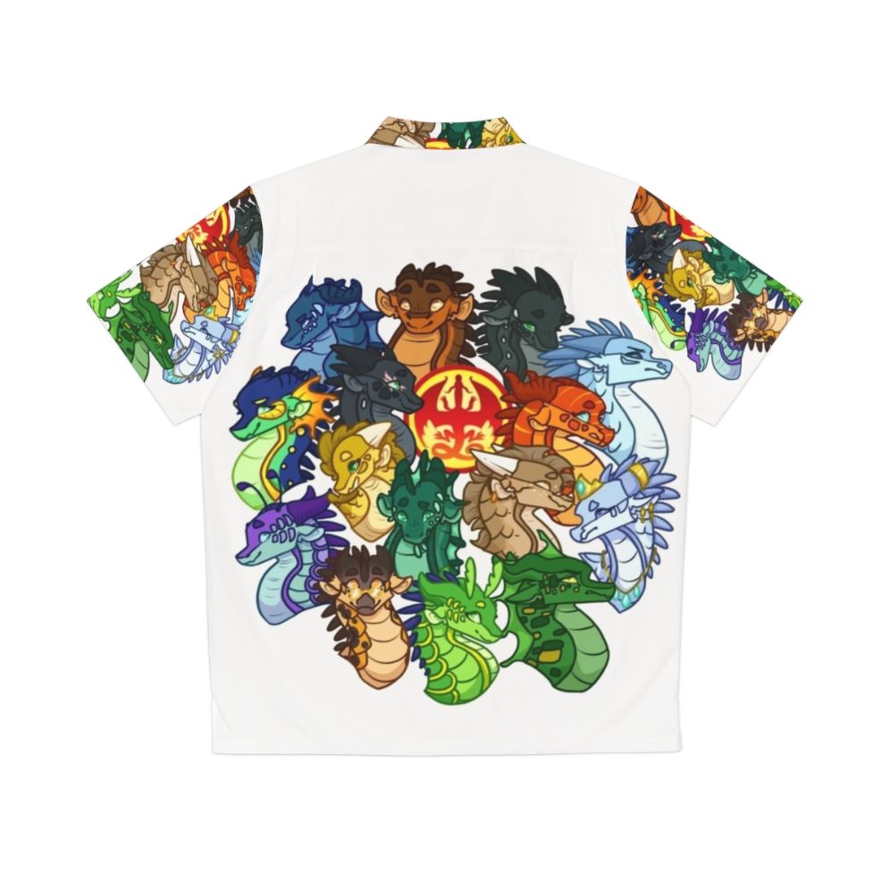 Wings of Fire themed Hawaiian shirt with dragons and characters - Back