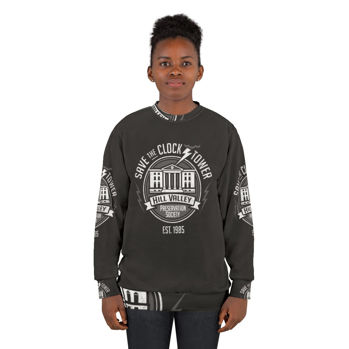 Save The Clock Tower BTTF Sweatshirt with Back To The Future Logo - women