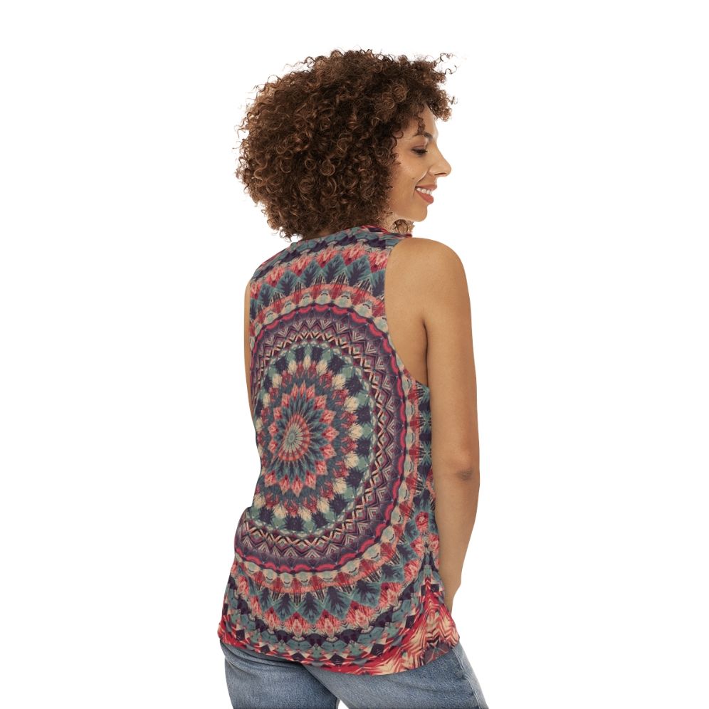 Mandala Unisex Tank Top with Flower of Life Sacred Geometry Design - women back