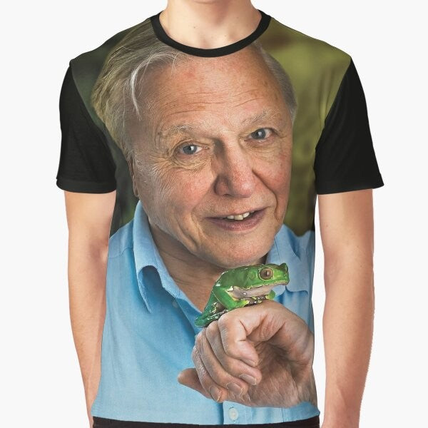 David Attenborough graphic t-shirt with all over print design featuring nature and animals