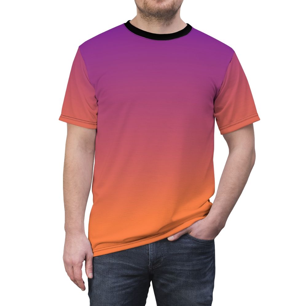 Vibrant orange and purple gradient abstract design t-shirt - men front